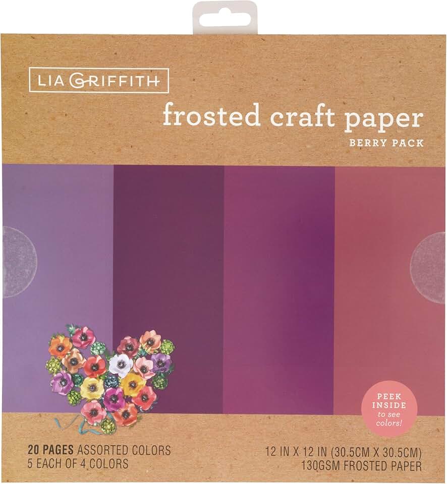 Frosted Craft Paper, 12x12 inches, Berry Pack, 20 sheets