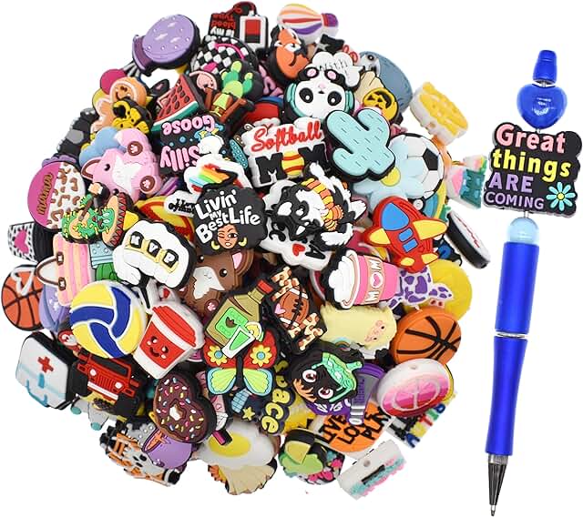 210-Piece Assorted Silicone Focal Beads for Crafts