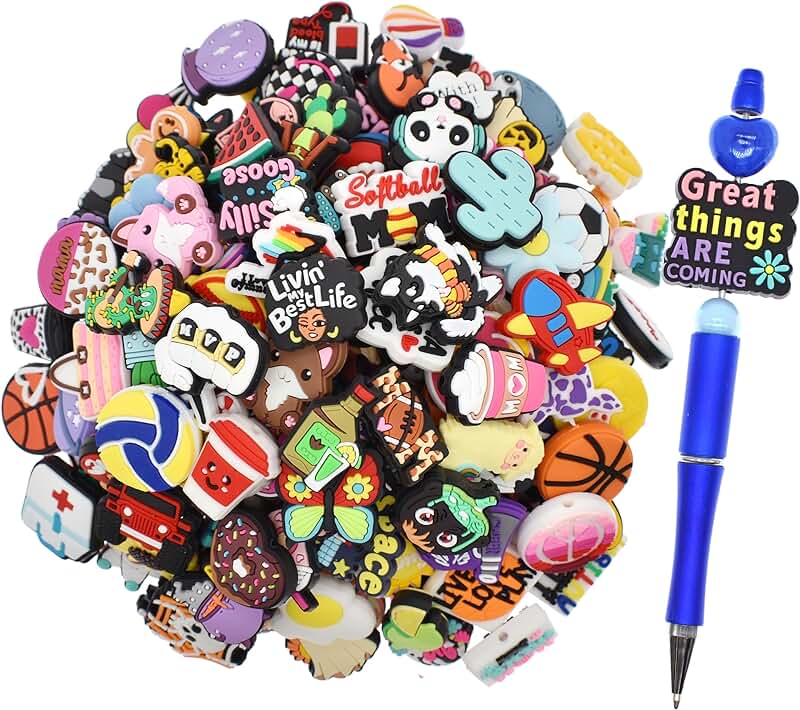 210-Piece Assorted Silicone Focal Beads for Crafts