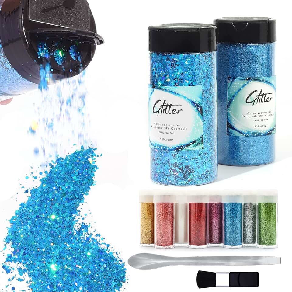 380g Multi-Purpose Glitter in 10 Jars with Tools