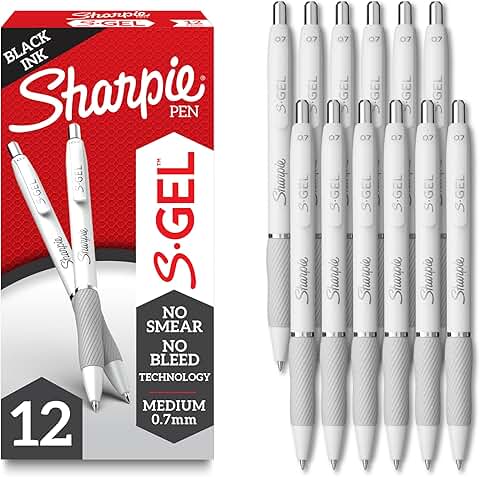 12 Pearl White Gel Pens with Black Ink