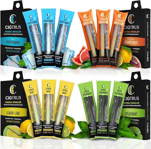 Natural Nicotine-Free Smokeless Inhaler for Cravings (12 Pieces)