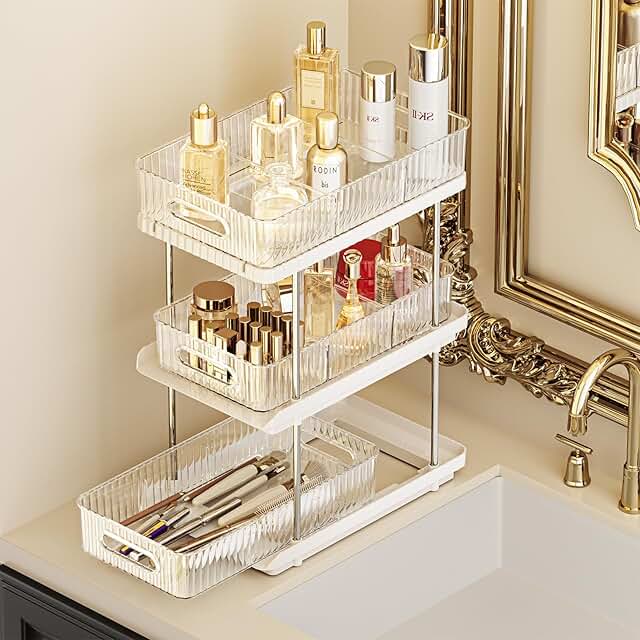 3-Tier Bathroom Counter Organizer in Ivory White