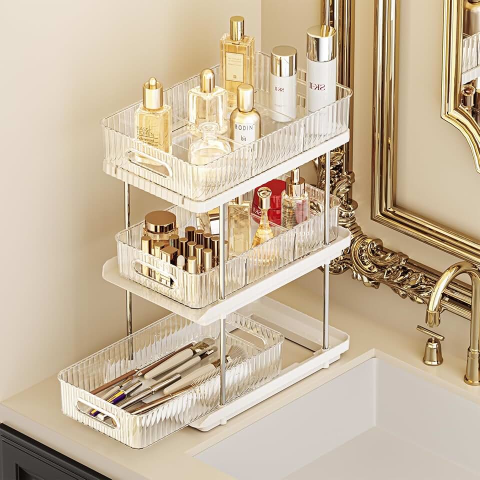 3-Tier Bathroom Counter Organizer in Ivory White