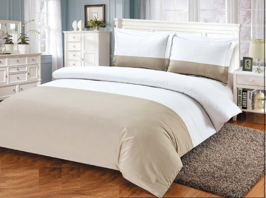 French Sateen Hotel Pattern, Ultra Soft 300 Thread Count  Cotton Sateen, Taupe, Twin 48-inch, 8 Piece Duvet Set, Bedding Duvet Cover Set for Two Beds