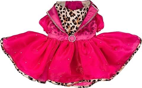 Doggy Parton Leopard Notched Collar Dress for Medium Dogs