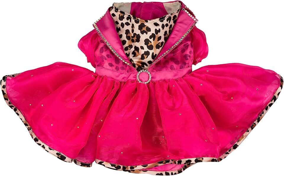 Doggy Parton Leopard Notched Collar Dress for Medium Dogs
