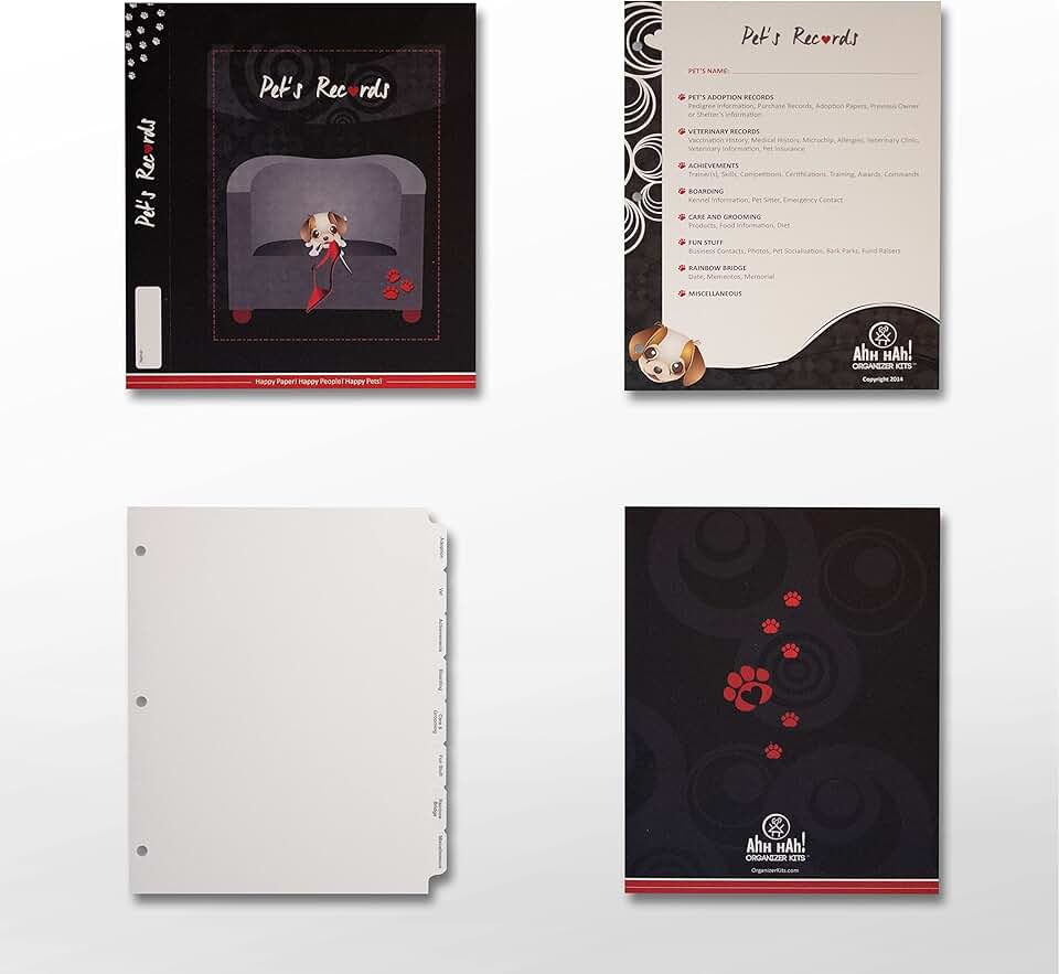 Pet Record Organizer Kit with Eight Index Tabs