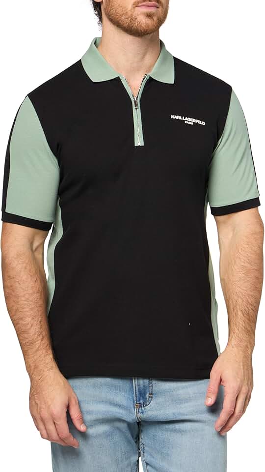 Men's Short Sleeve Color Block Polo in Paris