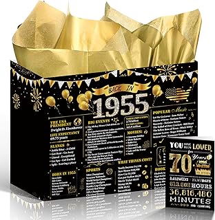 Black and Gold 70th Birthday Gift Bag