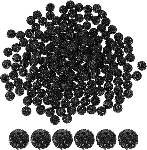 200 Black Rhinestone Beads for Jewelry Making