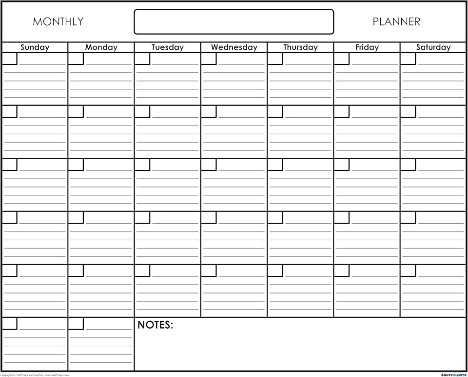24x30 Inch Erasable Monthly Wall Calendar