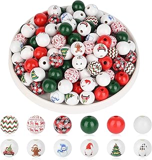 150 Pieces Christmas Wooden Beads for Decorations and Crafts