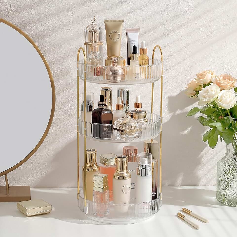 Rotating 3-Tier Makeup and Perfume Organizer