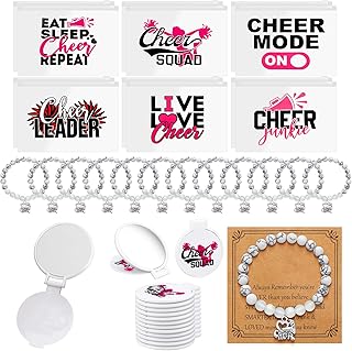36-Piece Cheerleader Gift Set with Makeup Bag, Mirror, and Bracelet