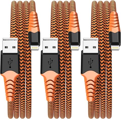 3-Pack Lightning Cables, Nylon Braided, Fast Charging