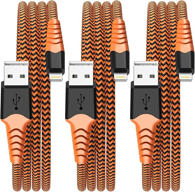 3-Pack Lightning Cables, Nylon Braided, Fast Charging