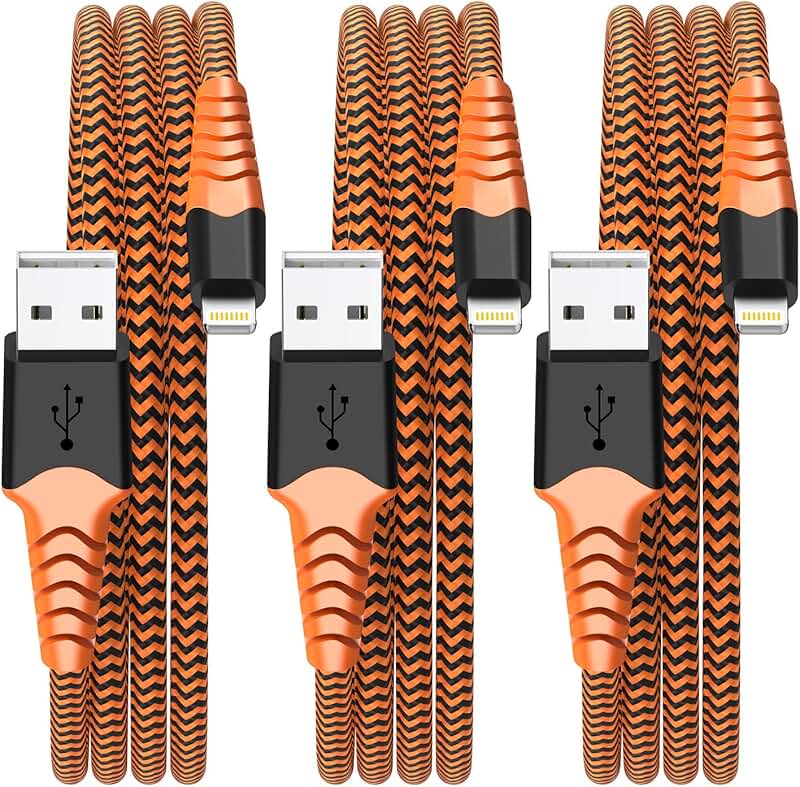 3-Pack Lightning Cables, Nylon Braided, Fast Charging