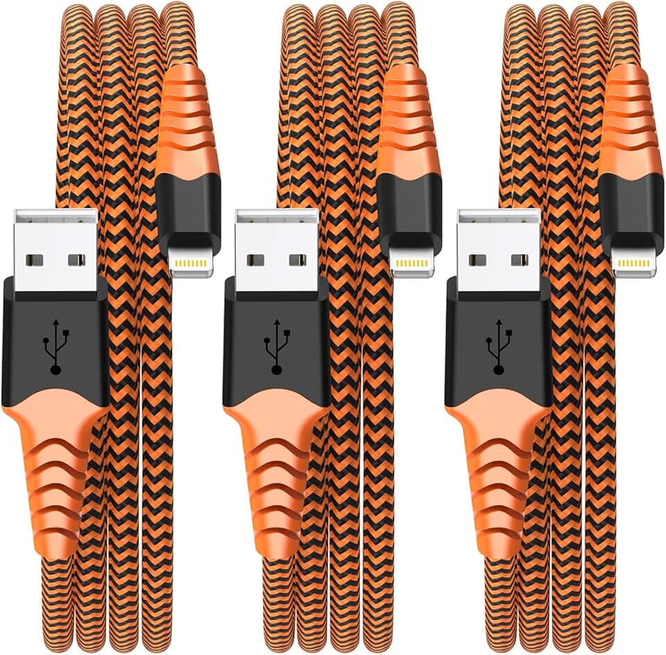 3-Pack Lightning Cables, Nylon Braided, Fast Charging