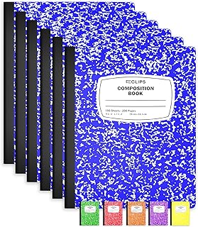 Set of 6 wide ruled marble composition notebooks