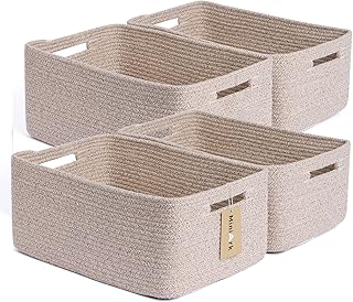 Large Woven Rope Storage Baskets, 4 Pack