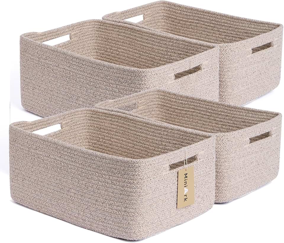 Large Woven Rope Storage Baskets, 4 Pack