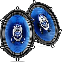 Pair of 5x7 inch 3-way car speakers with blue cone