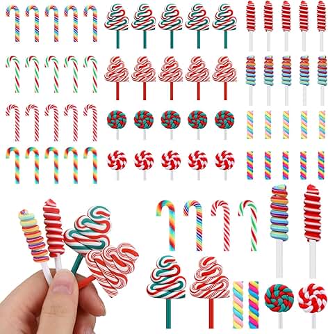 60 Mini Christmas Candy Canes for Crafts and Decorations