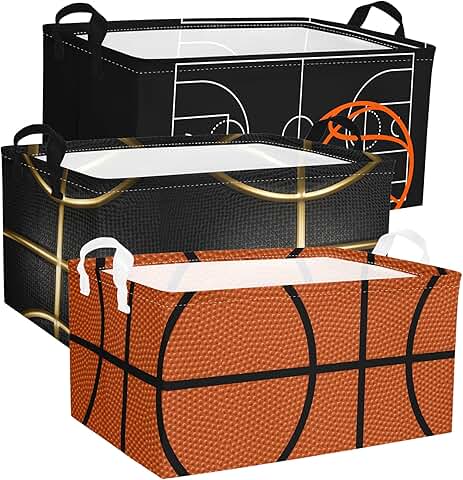 Basketball Storage Baskets for Kids, 3-Pack