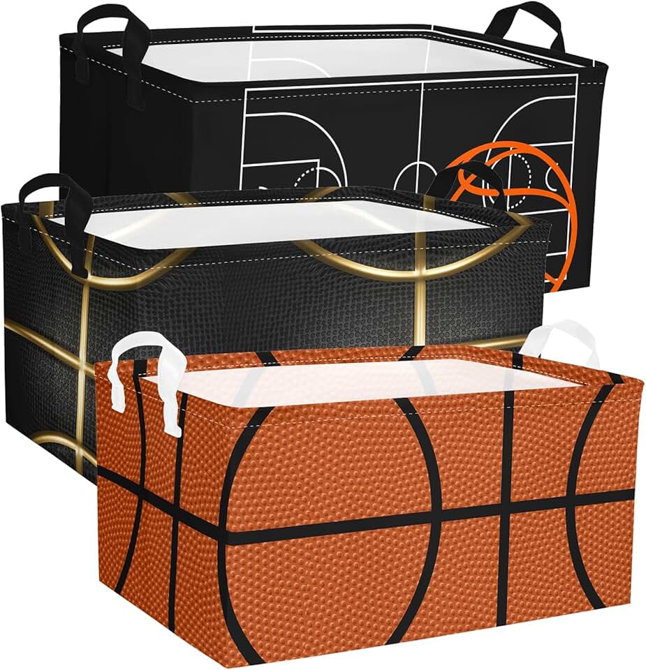 Basketball Storage Baskets for Kids, 3-Pack