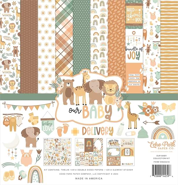 Baby-themed 12x12 scrapbook collection kit
