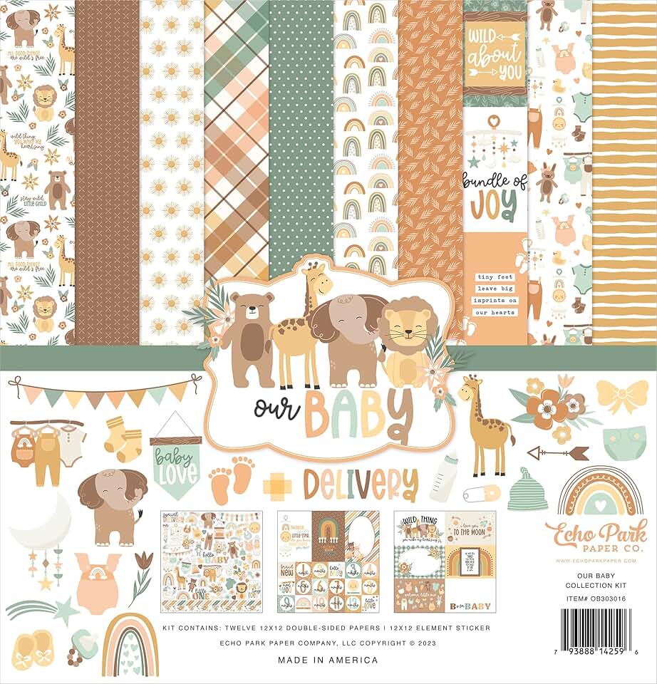 Baby-themed 12x12 scrapbook collection kit