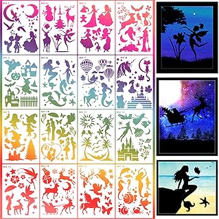 16 Reusable Fantasy Wood Painting Stencils