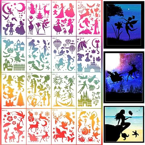 16 Reusable Fantasy Wood Painting Stencils