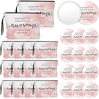Pink Thank You Gift Set for Women with Makeup Bags and Mirrors