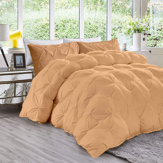 All-Season 500 GSM Peach Goose Down 3 Pieces Quiled Pinch Pleated Comforter Set Comforter  2 Pillow Cases) 600 Series Duvet Insert Oversized King