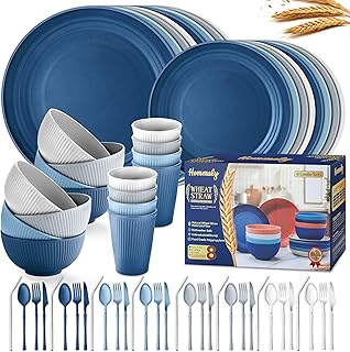 64-Piece Wheat Straw Dinnerware Set for 8