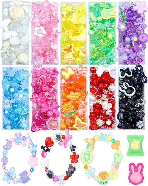 750 Assorted Acrylic Beads for Jewelry and Crafts