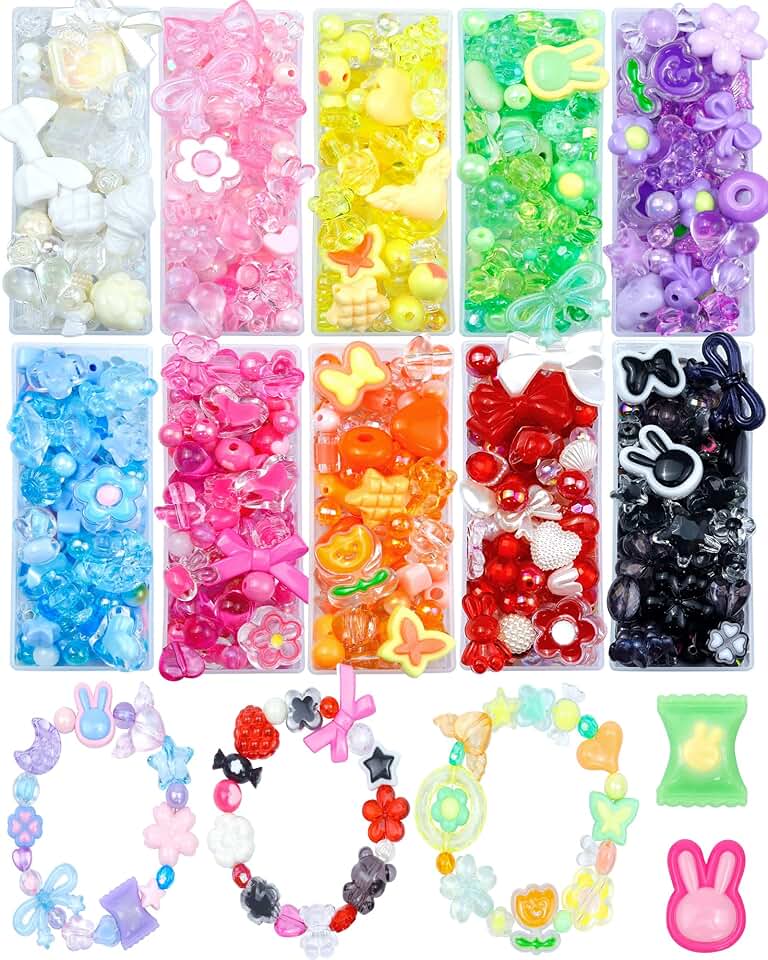 750 Assorted Acrylic Beads for Jewelry and Crafts