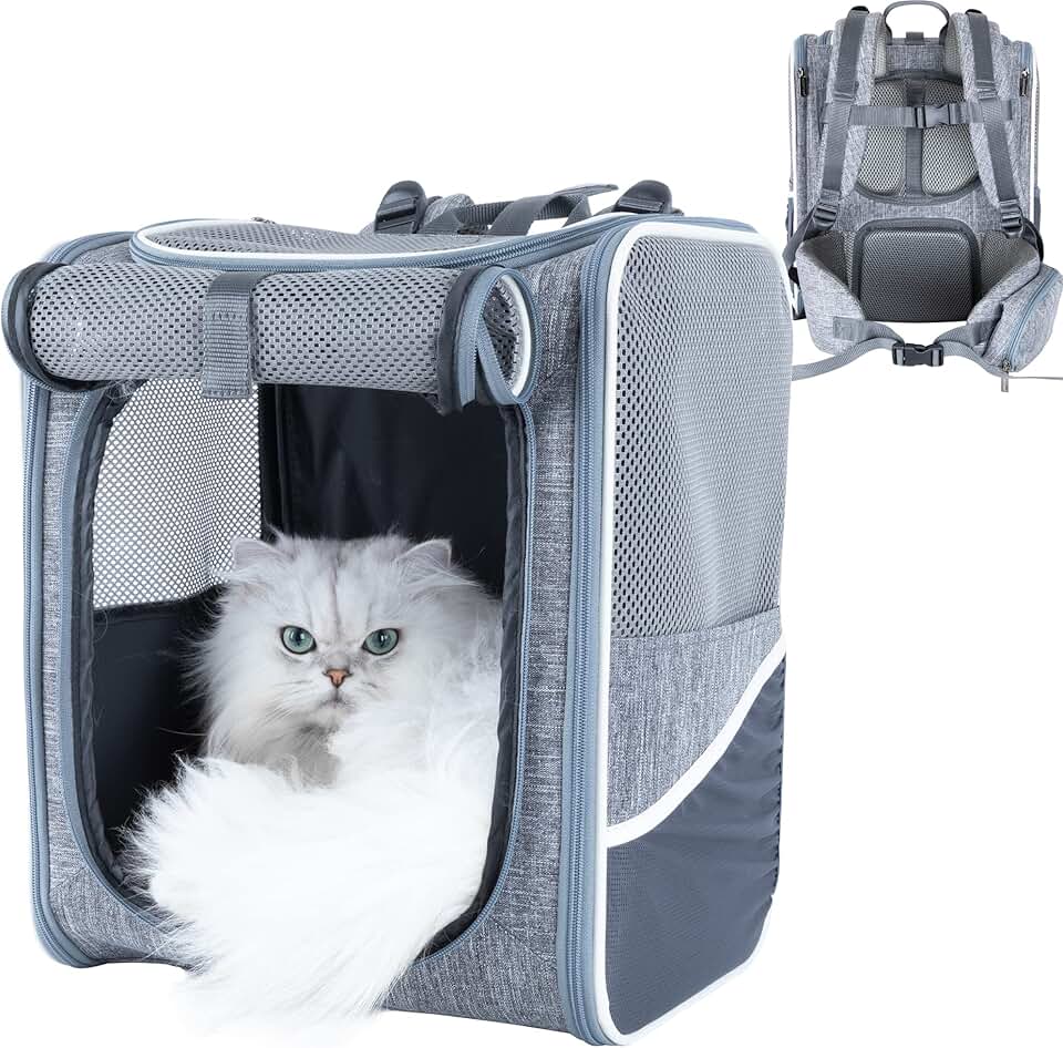 Comfortable Pet Backpack for Medium Cats and Small Dogs