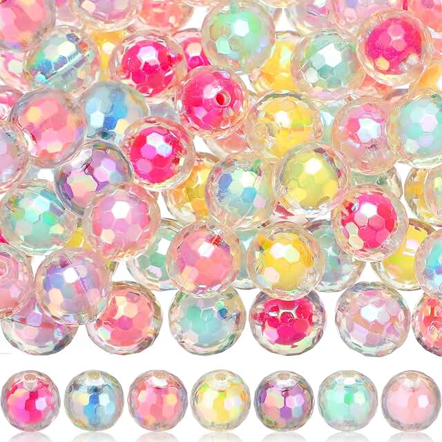 126 Pcs Colorful Shiny Acrylic Bubble Beads for Crafts