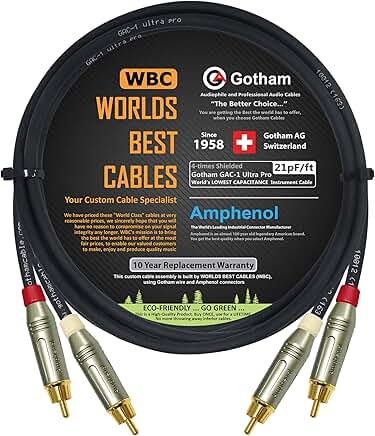 5 Foot RCA Audio Cable Pair with Gold Connectors