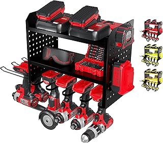 6-Drill Power Tool Wall Organizer with Storage Rack