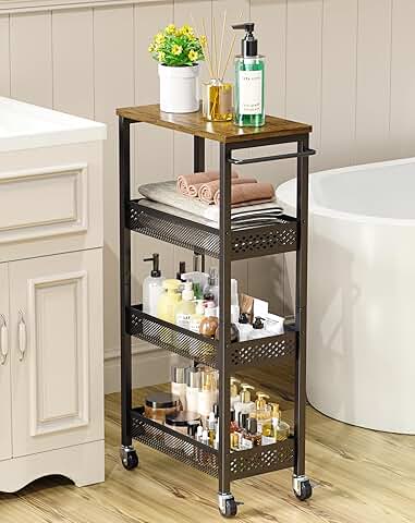 Slim 4-Tier Storage Cart for Small Spaces