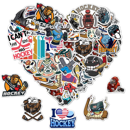 50 Waterproof Ice Hockey Stickers for Water Bottles and More