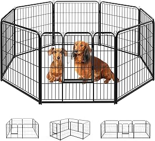 Heavy-Duty Iron Dog Playpen, 8 Panels, 24 inches
