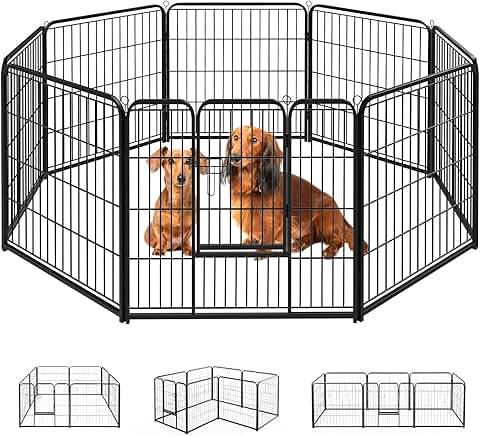 Heavy-Duty Iron Dog Playpen, 8 Panels, 24 inches