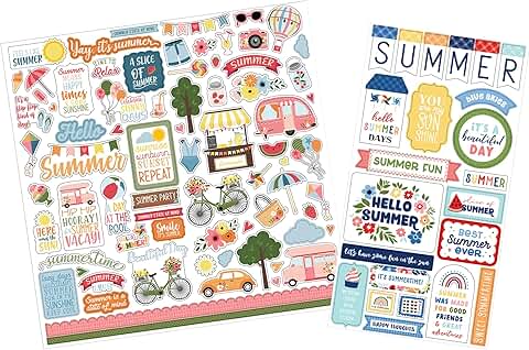 Summer themed die-cut stickers for scrapbooking and journaling