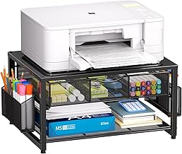 Metal Printer Stand with Drawer and Pen Holders
