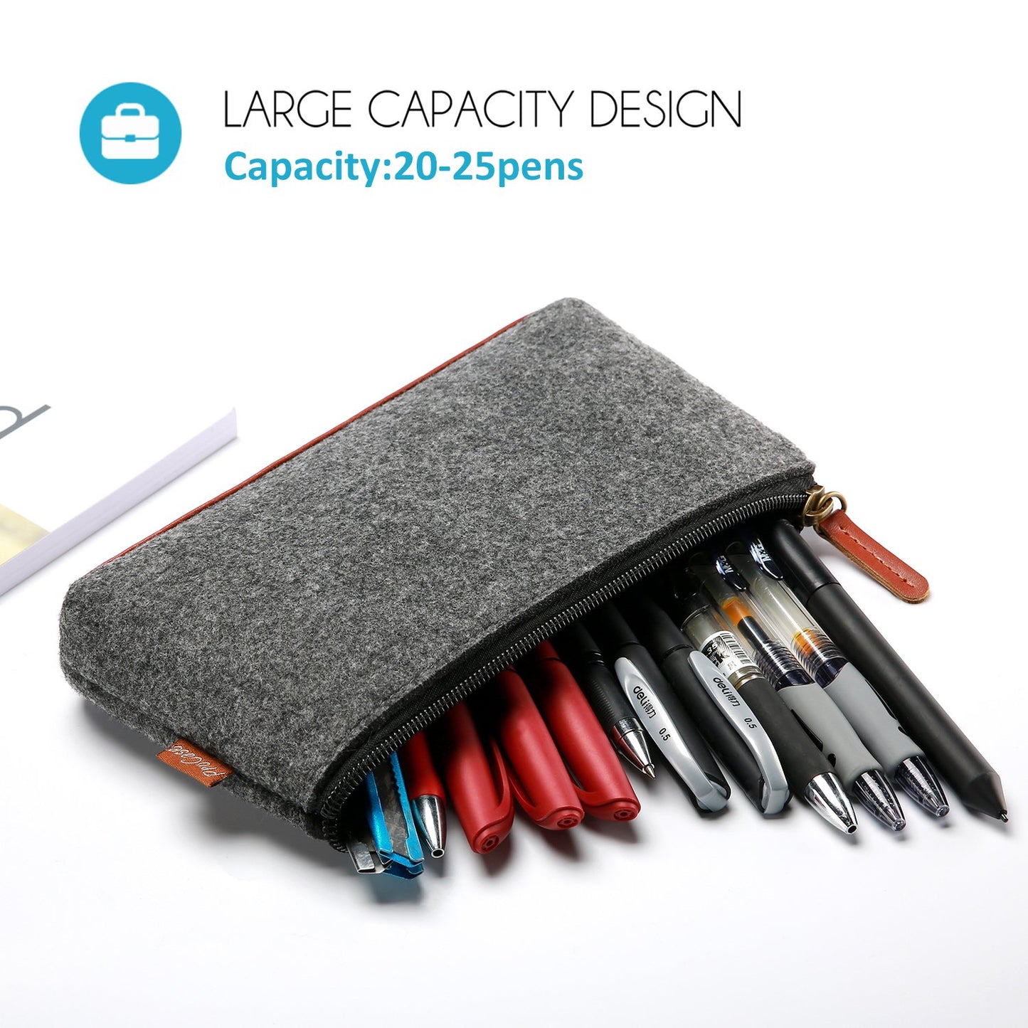 Two Felt Pencil Cases for Students and Office Supplies